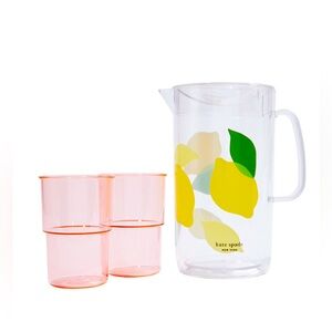Kate Spade New York Lemon Pitcher and Set of 2 Cups